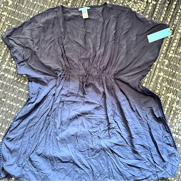 Draper James Navy Swim Sarong Coverup, Beachwear XS Kimono Drawstring V neck - Picture 11 of 11